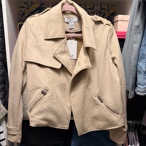 Magaschoni Cream Leather Jacket